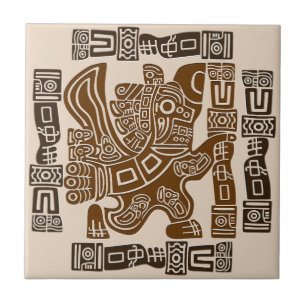 Aztec Eagle Warrior Tribal Ancient Art Tile