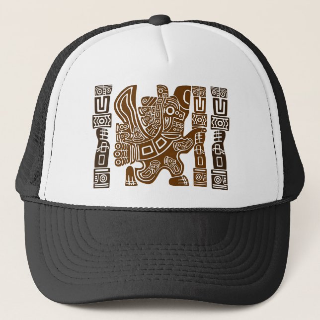 Aztec Eagle Warrior Tribal Ancient Art Trucker Hat (Front)