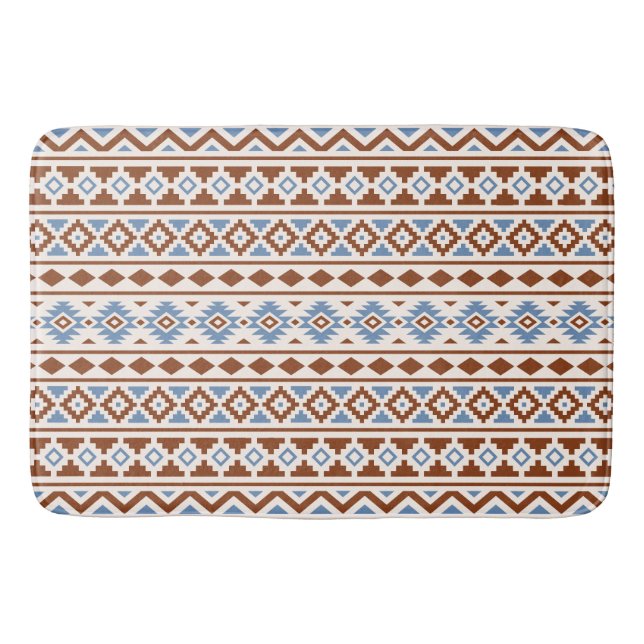 Aztec Essence Horizontal Ptn II Rust Blue Cream Bath Mat (Front)
