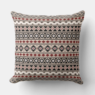 Aztec Essence II Ptn Black White Grey Red Sand Throw Pillow
