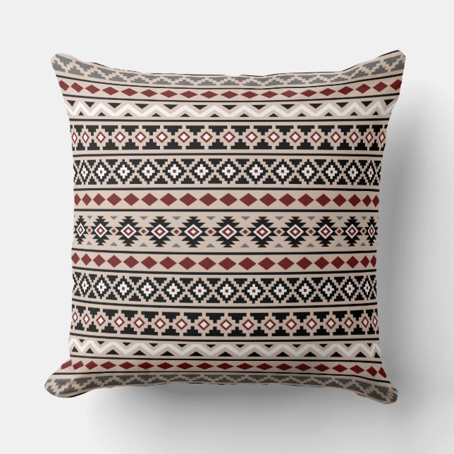 Aztec Essence II Ptn Black White Grey Red Sand Throw Pillow (Front)