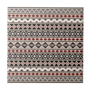 Aztec Essence II Ptn Black White Grey Red Sand Tile