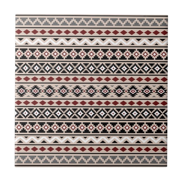 Aztec Essence II Ptn Black White Grey Red Sand Tile (Front)