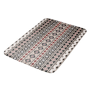 Aztec Essence II Ptn (H) Black White Grey Red Sand Bath Mat