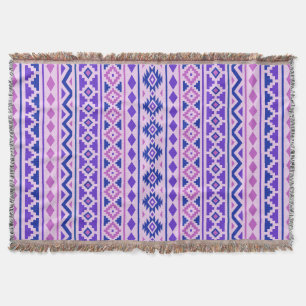 Aztec Essence II Vertical Ptn Pinks Blue Purple Throw Blanket