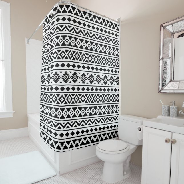 Aztec Essence Pattern II Black on White (In Situ)