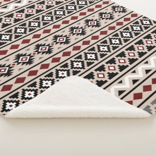 Aztec Essence Pattern II Black White Red Grey Sherpa Blanket