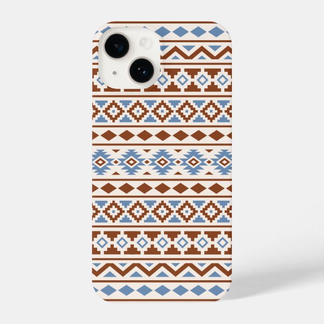 Aztec Essence Pattern II Rust Blue Cream iPhone Case (Back)