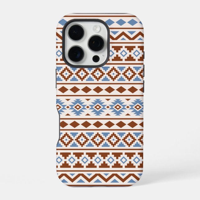 Aztec Essence Pattern II Rust Blue Cream iPhone Case (Back)
