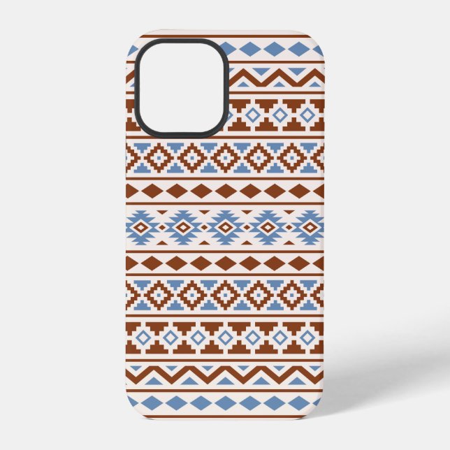 Aztec Essence Pattern II Rust Blue Cream iPhone Case (Back)