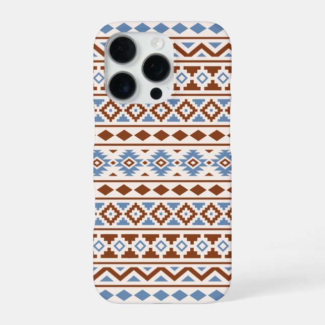 Aztec Essence Pattern II Rust Blue Cream iPhone Case (Back)