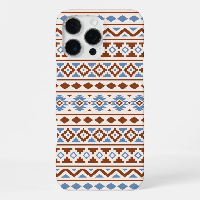 Aztec Essence Pattern II Rust Blue Cream iPhone Case (Back)
