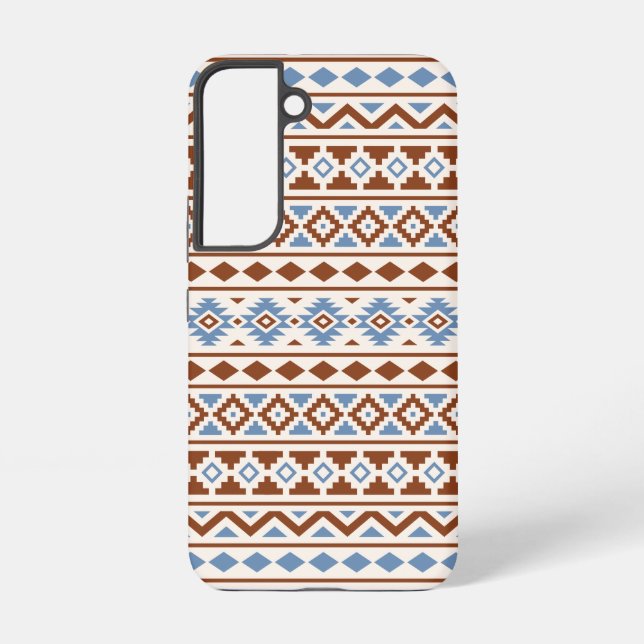 Aztec Essence Pattern II Rust Blue Cream Samsung Galaxy S22 Case (Back)