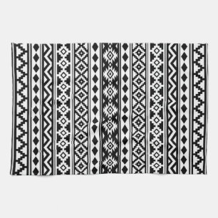 Aztec Essence Pattern IIb Black & White Kitchen Towel