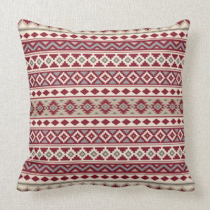 Aztec Essence Pattern IIb Red Greys Cream Sand Throw Pillow