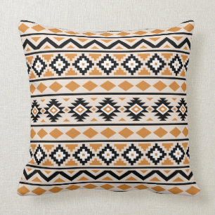 Aztec Essence Ptn III BW Cream Orange Throw Pillow