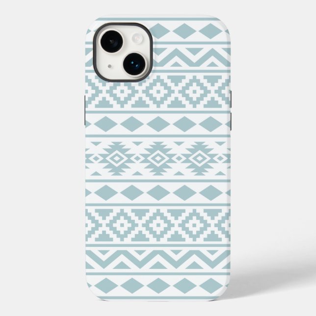 Aztec Essence Ptn III Duck Egg Blue on White Case-Mate iPhone Case (Back)