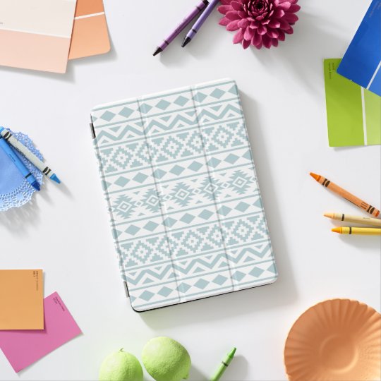 Aztec Essence Ptn III Duck Egg Blue on White iPad Air Cover