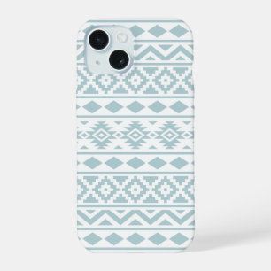 Aztec Essence Ptn III Duck Egg Blue on White iPhone 15 Case