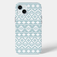 Aztec Essence Ptn III White on Duck Egg Blue