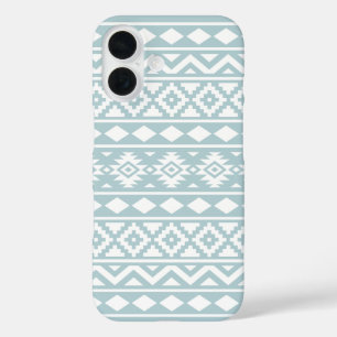 Aztec Essence Ptn III White on Duck Egg Blue iPhone 16 Case