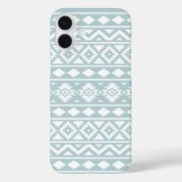 Aztec Essence Ptn III White on Duck Egg Blue