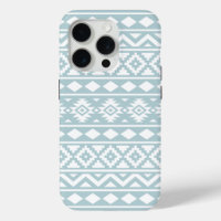 Aztec Essence Ptn III White on Duck Egg Blue