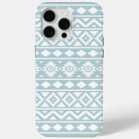 Aztec Essence Ptn III White on Duck Egg Blue