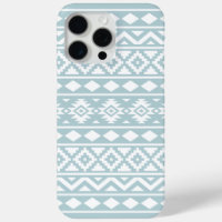 Aztec Essence Ptn III White on Duck Egg Blue
