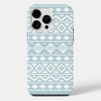 Aztec Essence Ptn III White on Duck Egg Blue