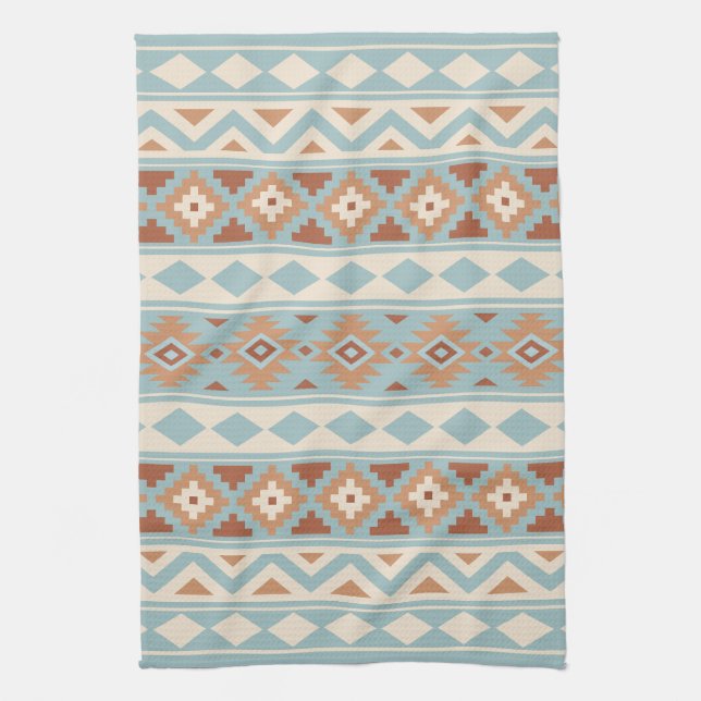 Aztec Essence Ptn IIIb Blue Cream Terracottas Kitchen Towel (Vertical)