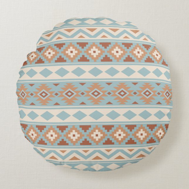 Aztec Essence Ptn IIIb Blue Cream Terracottas Round Pillow (Front)