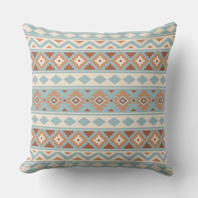 Aztec Essence Ptn IIIb Blue Cream Terracottas Throw Pillow (Front)