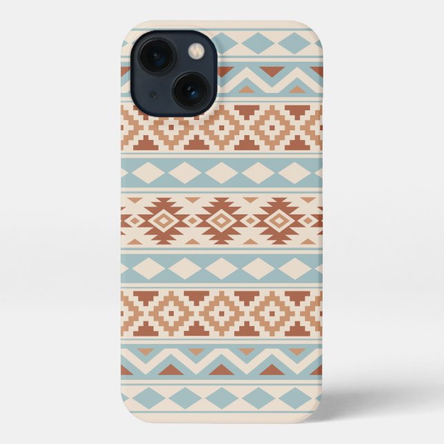 Aztec Essence Ptn IIIb Blue Terracottas Cream iPhone Case (Back)