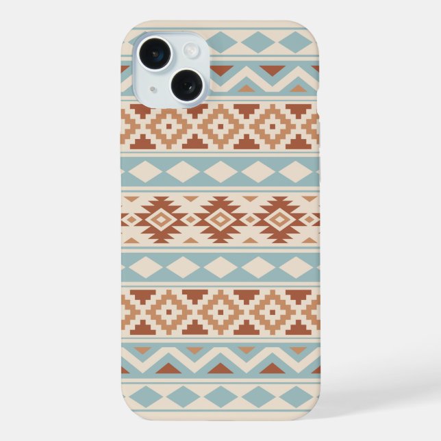 Aztec Essence Ptn IIIb Blue Terracottas Cream iPhone Case (Back)