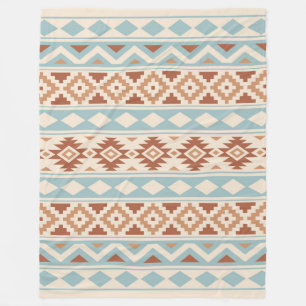 Aztec Essence Ptn IIIb Cream Blue Terracottas Fleece Blanket