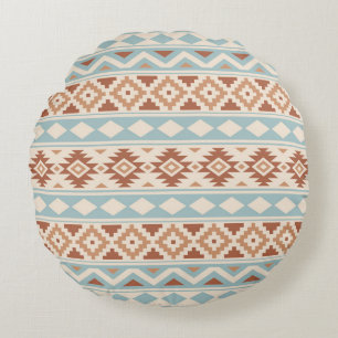 Aztec Essence Ptn IIIb Cream Blue Terracottas Round Pillow