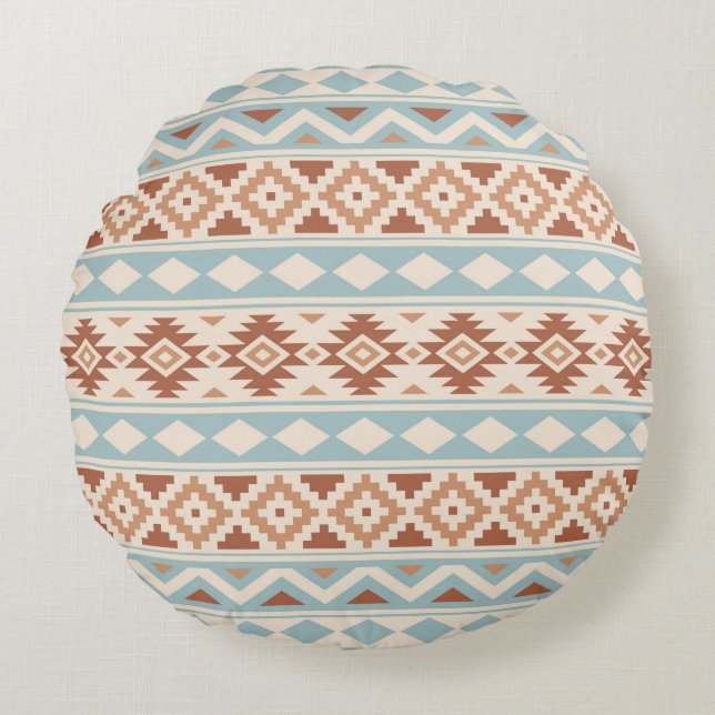 Aztec Essence Ptn IIIb Cream Blue Terracottas Round Pillow (Front)