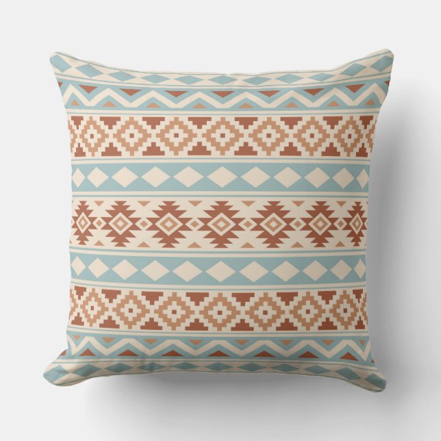 Aztec Essence Ptn IIIb Cream Blue Terracottas Throw Pillow (Front)