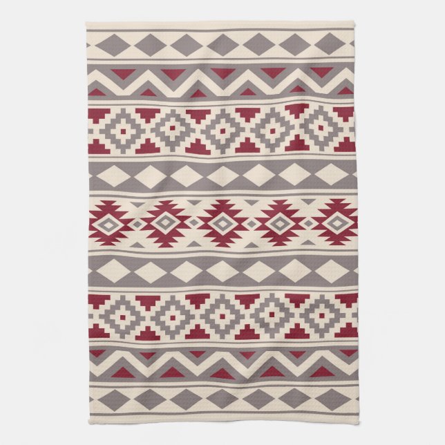 Aztec Essence Ptn IIIb Cream Taupe Red Kitchen Towel (Vertical)