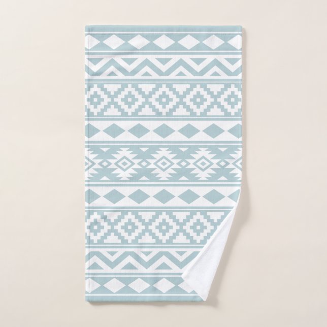 Aztec Essence Ptn IIIb Duck Egg Blue & White Hand Towel (Hand Towel)
