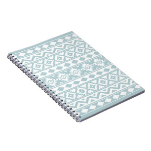 Aztec Essence Ptn IIIb Duck Egg Blue & White Notebook