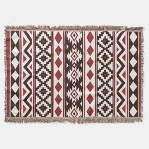 Aztec Essence (V) Pattern IIIb Red Brown Cream Throw Blanket