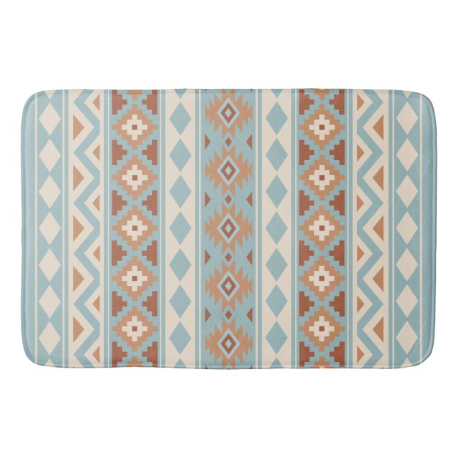 Aztec Essence V Ptn IIIb Blue Cream Terracottas Bath Mat (Front)