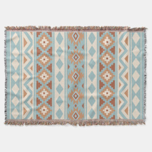 Aztec Essence V Ptn IIIb Blue Cream Terracottas Throw Blanket