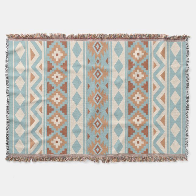 Aztec Essence V Ptn IIIb Blue Cream Terracottas Throw Blanket (Front)