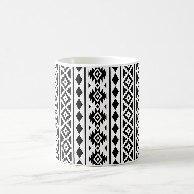 Aztec Essence Vertical Ptn II Black on White Coffee Mug (Center)