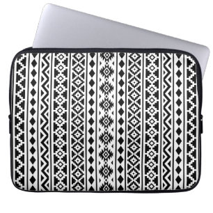 Aztec Essence Vertical Ptn II Black on White Laptop Sleeve