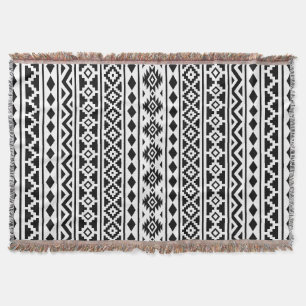 Aztec Essence Vertical Ptn II Black on White Throw Blanket