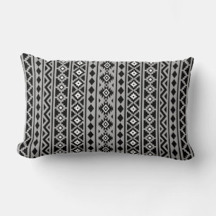 Aztec Essence Vertical Ptn II Black White Gray Lumbar Pillow
